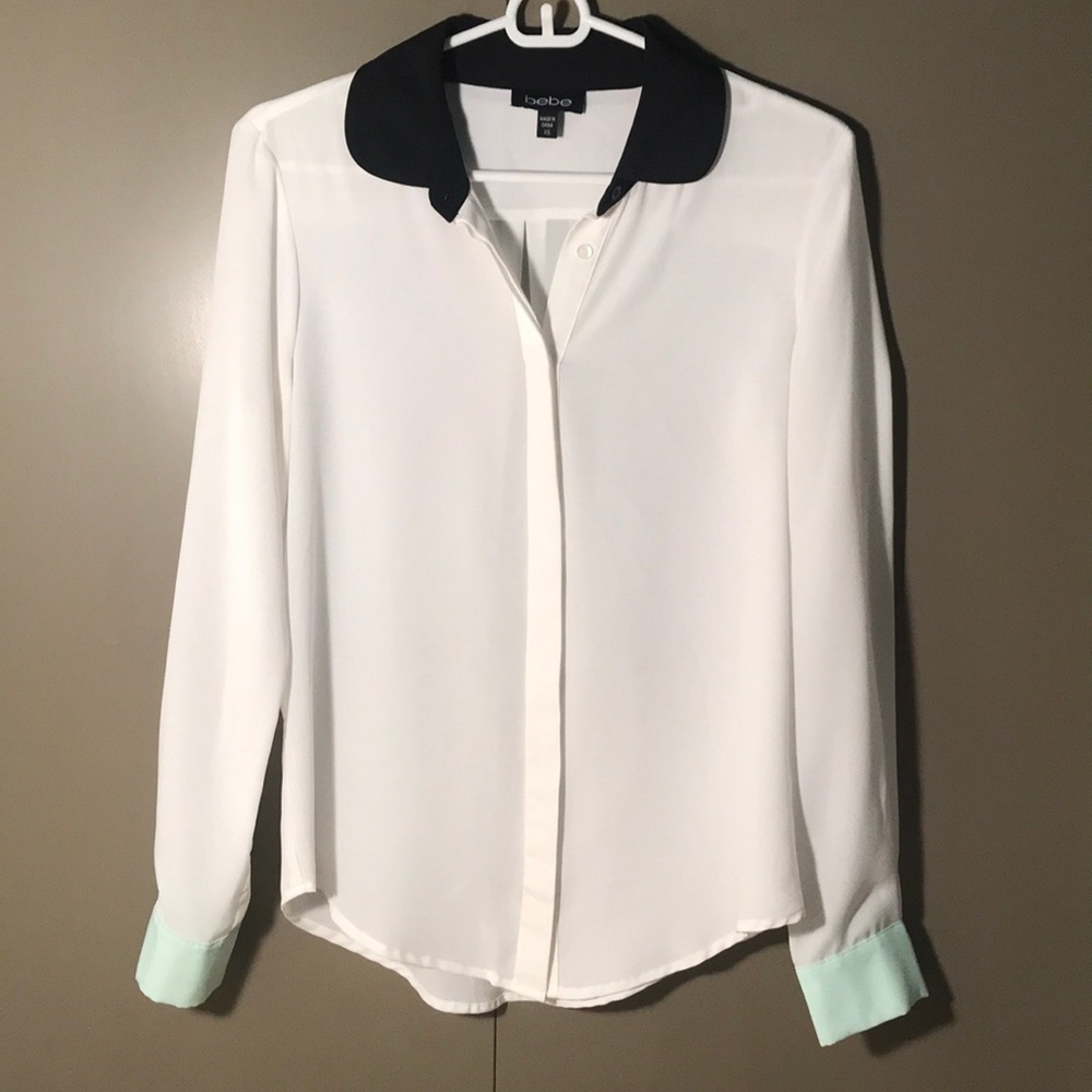 White see through button down shirt